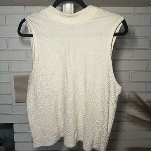 Anthropologie Cream Textured Sleeveless Top